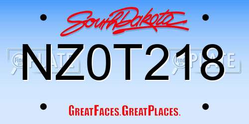 NZ0T218 South Dakota License Plate