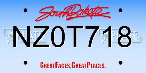 NZ0T718 South Dakota License Plate