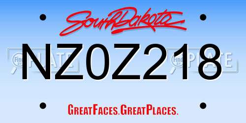 NZ0Z218 South Dakota License Plate