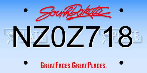 NZ0Z718 South Dakota License Plate