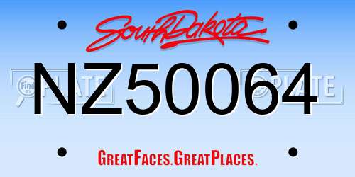 NZ50064 South Dakota License Plate