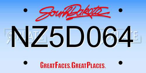 NZ5D064 South Dakota License Plate