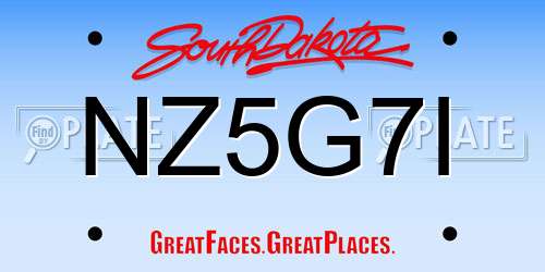 NZ5G7I South Dakota License Plate