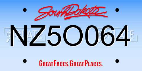 NZ5O064 South Dakota License Plate