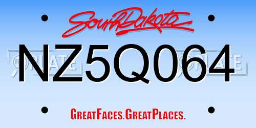 NZ5Q064 South Dakota License Plate