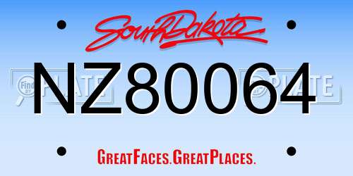 NZ80064 South Dakota License Plate