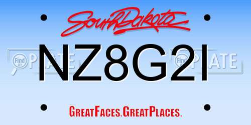 NZ8G2I South Dakota License Plate