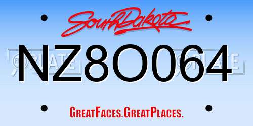 NZ8O064 South Dakota License Plate