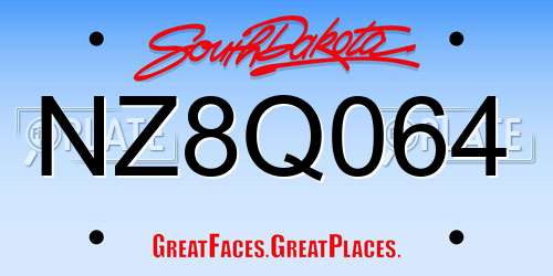 NZ8Q064 South Dakota License Plate