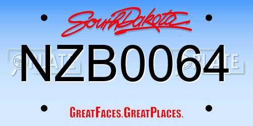 NZB0064 South Dakota License Plate