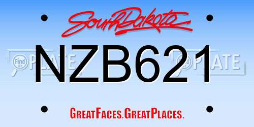 NZB621 South Dakota License Plate