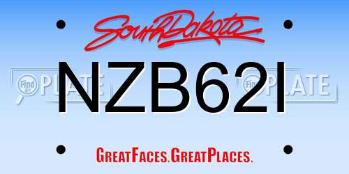 NZB62I South Dakota License Plate