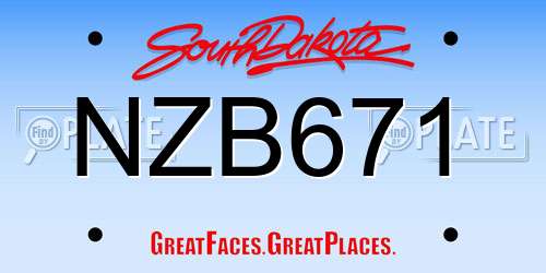 NZB671 South Dakota License Plate