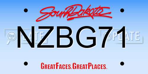 NZBG71 South Dakota License Plate