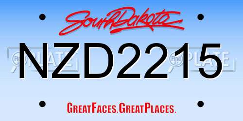 NZD2215 South Dakota License Plate