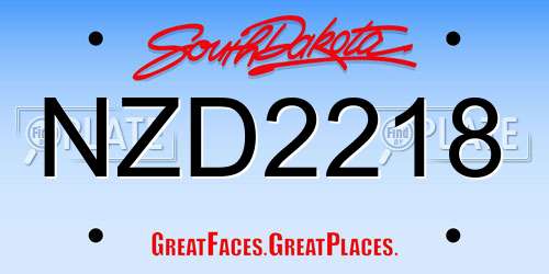 NZD2218 South Dakota License Plate