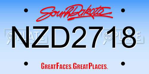 NZD2718 South Dakota License Plate