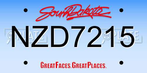 NZD7215 South Dakota License Plate