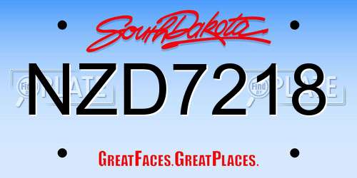 NZD7218 South Dakota License Plate