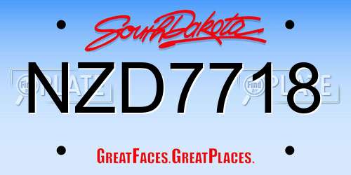 NZD7718 South Dakota License Plate