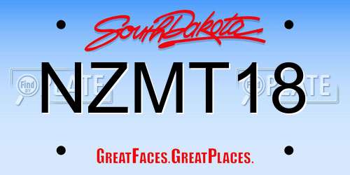 NZMT18 South Dakota License Plate