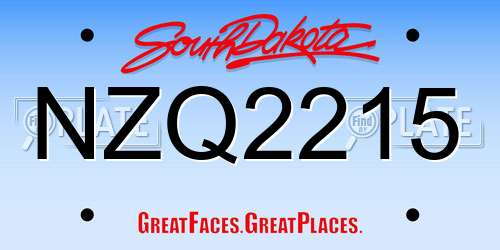 NZQ2215 South Dakota License Plate