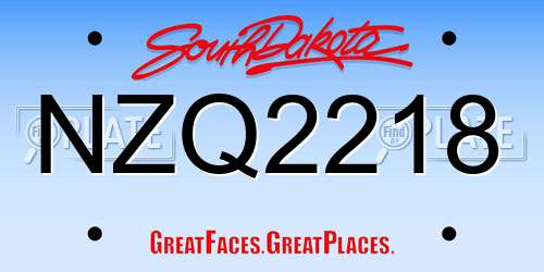 NZQ2218 South Dakota License Plate