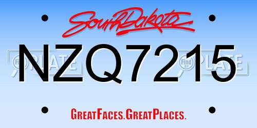 NZQ7215 South Dakota License Plate