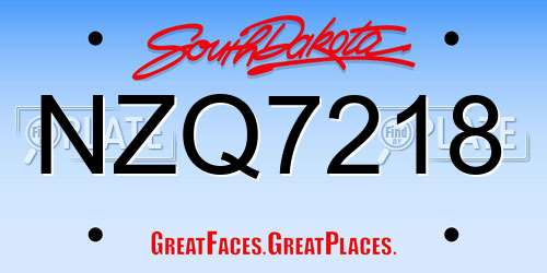 NZQ7218 South Dakota License Plate
