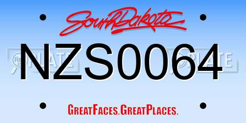 NZS0064 South Dakota License Plate