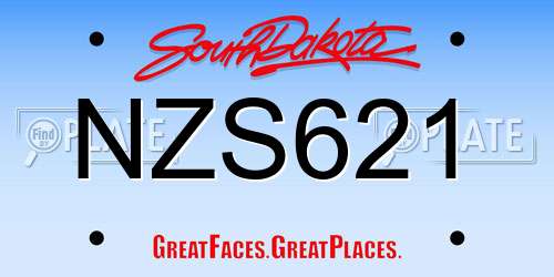 NZS621 South Dakota License Plate