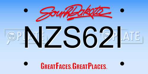 NZS62I South Dakota License Plate