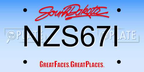 NZS67I South Dakota License Plate