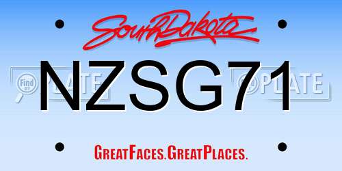 NZSG71 South Dakota License Plate