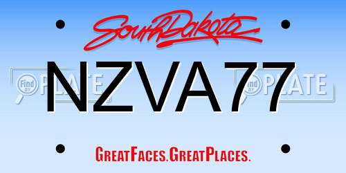 NZVA77 South Dakota License Plate