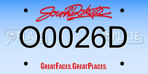 O0026D South Dakota License Plate