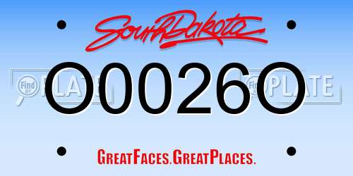 O0026O South Dakota License Plate