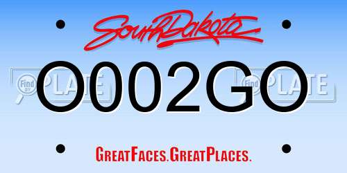 O002GO South Dakota License Plate