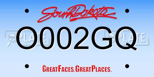 O002GQ South Dakota License Plate