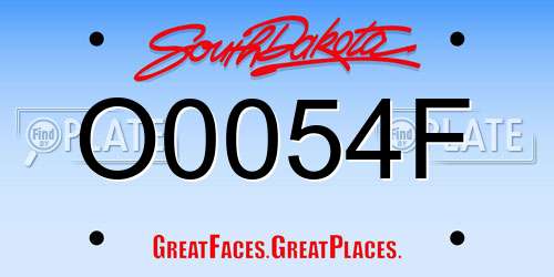 O0054F South Dakota License Plate