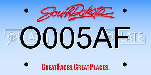 O005AF South Dakota License Plate