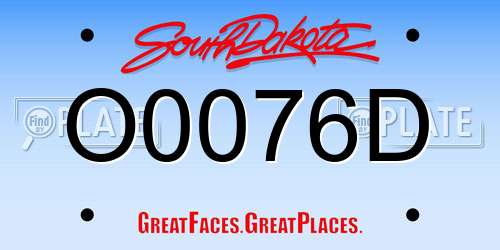 O0076D South Dakota License Plate