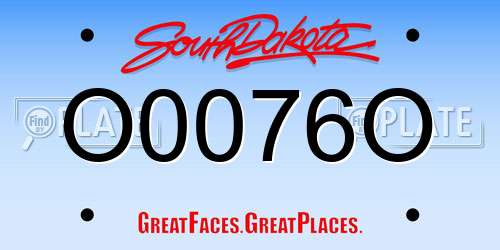 O0076O South Dakota License Plate