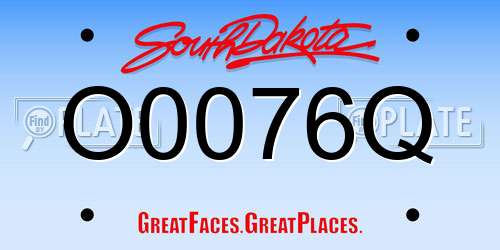 O0076Q South Dakota License Plate