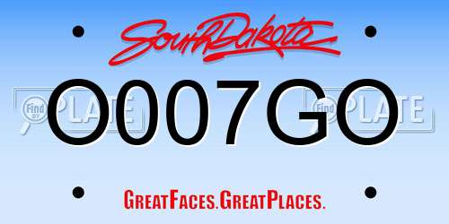 O007GO South Dakota License Plate