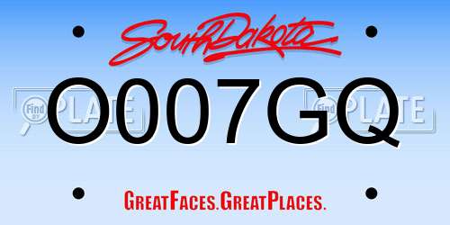 O007GQ South Dakota License Plate