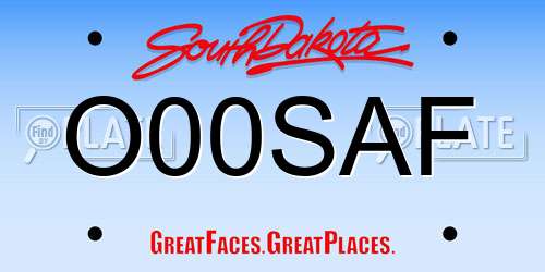 O00SAF South Dakota License Plate