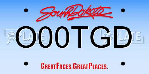 O00TGD South Dakota License Plate
