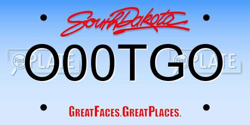 O00TGO South Dakota License Plate