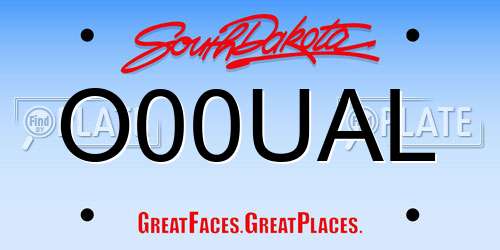 O00UAL South Dakota License Plate